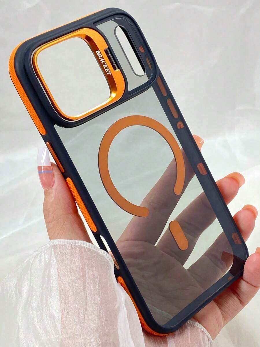 Magnetic, Acrylic + + Anti-Slip Edge Strip,Camera Bracket, For 17 Pro Max 17 Air For 16 15 14 13 12 11 Pro Max Plus For Galaxy S23 S24 S25 Ultra - Orange - Übersicht 1