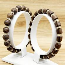 2pcs/Set Gelang Kayu Alami, Gelang Kayu Elastis Buatan Tangan Kreatif Minimalis, Aksesori Fashion Unisex, Desain Buatan Tangan, Cocok untuk Pemakaian Sehari-hari dan Hadiah - Warna kayu alami - View 10