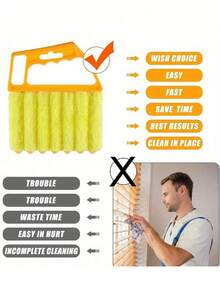 1个多功能百叶窗/空调清洁刷，手持式汽车车窗/车门轨道双面清洁刷 - 可拆卸可水洗窗户清洁器，空调风扇除尘器，空调通风槽除尘器，家用清洁工具（可选1个或2个） - A - 查看 3