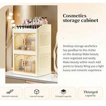 New Foldable Makeup Box, Cosmetic Storage Box, Drawer-Style Desktop Storage Cabinet, Dressing Table Storage Box, Large Capacity, Ideal Gift For Halloween And Thanksgiving. - Mơ 2 lớp - Xem 8