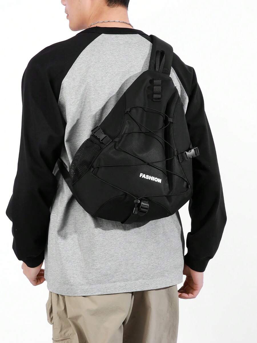 New Chest Bag, Outdoor Hiking Backpack, Waterproof Crossbody Bag, Lightweight Shoulder Bag, Cycling Bag - Black - View 1