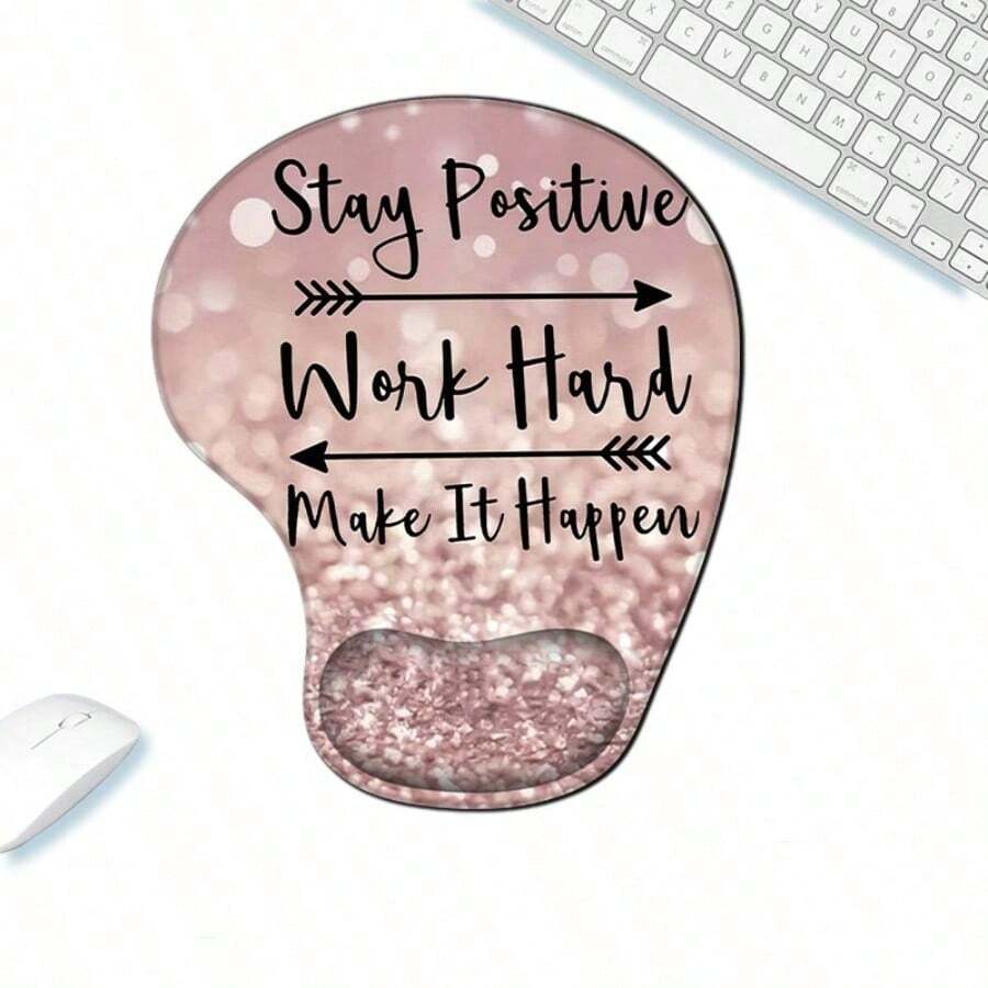 1pc Ergonomic Mouse Pad With Gel Wrist Rest Support, Gaming Mouse Pad With Lycra Cloth, Non-Slip PU Base For Computer, Laptop, Home, Office & Travel Hands Pain Relief Rose Gold - 圓形 - 查看 1