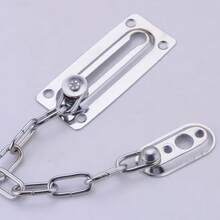 Cerrojo de cadena de puerta de acero inoxidable de alta resistencia, resistente a la oxidación, adecuado para dormitorio, apartamento, hotel y mascotas - Plateado - Ver 1