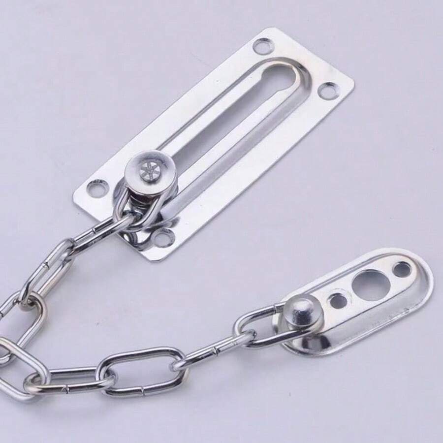 Cerrojo de cadena de puerta de acero inoxidable de alta resistencia, resistente a la oxidación, adecuado para dormitorio, apartamento, hotel y mascotas - Plateado - Ver 1