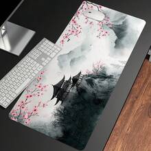 宝塔鼠标垫 粉色樱花 全桌面日式鼠标垫 加长大号防滑橡胶底座 大键盘垫 缝边设计 适用于游戏和办公 - 查看 1