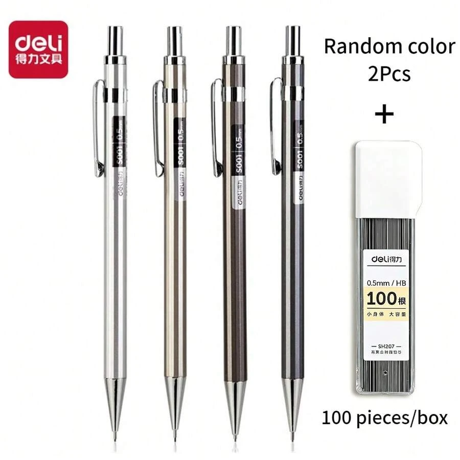 3pcs 0.5mm Metal Mechanical Pencil Set - Includes Lead Refills - Suitable For Writing And Drawing, For Office, School And Home Use
