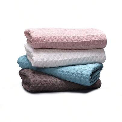 1 pieza Toalla de textura de gofre ultra suave, azul