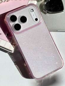 1个奢华闪亮透明软壳全包防震防摔手机壳，适用于 17、17 Pro Max、17 Pro、17 Air、16、15、14、13 Pro Max、15、16 Plus、17 Air，闪亮摄像头保护盖 - 透粉 - 查看 4