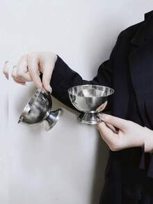 1个不锈钢冰淇淋杯，ins风，不锈钢材质，可作冰淇淋杯、水果碗、圆形奶昔杯、甜点杯。适用于节日派对、餐厅、咖啡馆、甜点碗、水果碗等场合。 - 銀色 - 查看 4