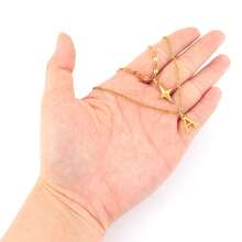 2Pcs/Set New Fashion Star Initial Pendant Golden Stainless Steel Lip Chain Layered Choker Necklaces For Women - Yellow Gold - View 3