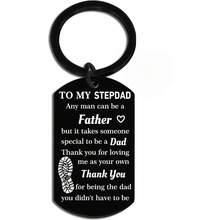 女儿送给继父的礼物 1 件 继父生日礼物 最佳继父 继父 父亲节礼物 酷炫继父钥匙扣 新爸爸圣诞礼物 - 黑色 - 查看 5
