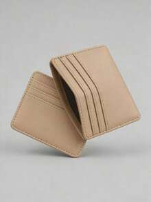 1 件装极简钱包商务银行信用卡身份证夹男女通用超薄迷你钱包 PU 皮革卡套女式钱包迷你钱包小钱包卡包 - 杏色 - 查看 3