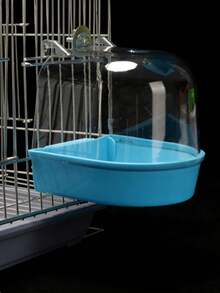 Large Parrot Bath Tub With Splash Guard Design, Frosted Shower Enclosure, Easy To Clean And Lightweight With Handle, Suitable For Small To Medium Birds Like Canaries, Lovebirds, Cockatiel, Finches, For Caging And Travel, Pet Bathing Station - Bath - View 13