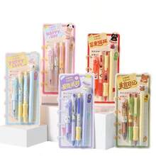 4支/套 中性色圆珠笔，卡通风格，高品质ins风流畅速干0.5mm黑色圆珠笔，学生适用，返校用品 - 卡通筆套裝 - 查看 4