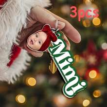 Llavero con colgante de foto personalizado: Regalo conmemorativo personalizado para la abuela, regalo cálido para el Día de la Madre o el cumpleaños de la abuela, joyería con recuerdos familiares apreciados, regalo familiar intergeneracional único adecuado para el bolso o llavero de la abuela - Llavero circular con cabeza grande - Ver 9