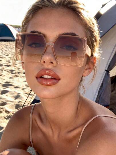 1 Pair Unisex Square Minimalist Sunglasses, Suitable For Daily Commute, Ideal Gift For Boyfriend, Girlfriend, Parents, Family, Friends, Students, Creates A Casual Beach Vacation And Outdoor Travel Atmosphere