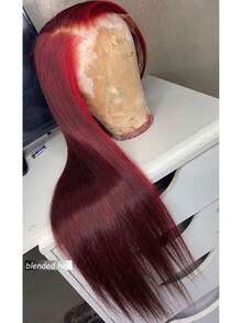 180% Density 8-36Inch 13x4 Lace Front Wigs Human Blended Hair Straight Wigs For Women 12A Pre Plucked HD Lace Frontal Wig With Baby Hair 99J Burgundy - S99J/BUG - View 4