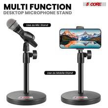 3-In-1 Multifunction Desktop Microphone Stand 5-Pin Microphone Holder Adjustable Desktop Mic Stand With Phone Clip - MS RBS BOOM 5/8 Inch Male To 3/8 Inch Female Metal Adapter - Multicolor - View 2