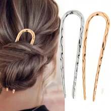 1pc/2pcs Minimalist Elegant Alloy Hair Clip, Liquid Design Hair Accessory, Headpiece, Bun Extension, Hair Styling Pins - Multicolor - View 7