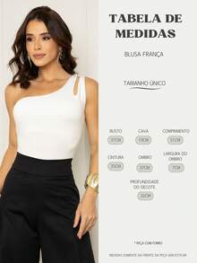 Women's Basic One Shoulder Sleeveless Blouse - Blanco - Ver 4