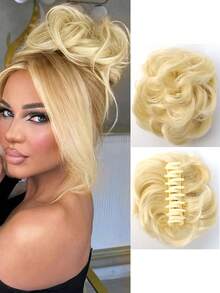 懒人盘发，发夹固定，发髻假发，自然蓬松发髻，覆盖整个后脑勺，合成接发假发发圈 - 彩色 - 查看 14