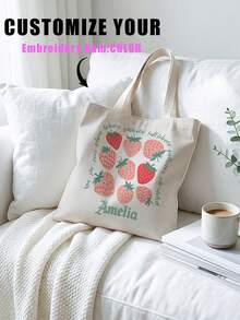 1 buah Tas Tote Kanvas Kustom, Cetak Foto/Nama/Pemandangan/Ilustrasi yang Dipersonalisasi, Tas Bahu Ringan Kapasitas Besar, Perlengkapan Penting untuk Kembali ke Sekolah - MultiWarna - View 2