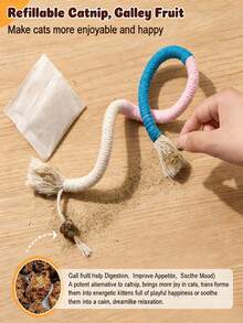 3pcs Cat Chewing Rope Toys, Christmas, Dental Care Sisal Rope Toys, Teeth - Multicolor - View 6