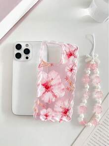 花卉图案彩绘编织透明防震加厚手机壳，适用于 17/17 Pro/17 Pro Max/16/14、糖果色 15、XS、7/8 Plus、XR、7/8、SE2、印花 15 Pro Max、14、13、12、11，柔软全包覆彩绘防震创意手机壳 - 彩色 - 查看 3