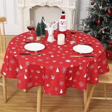 Waterproof Washable Red Christmas Tablecloth Rectangular Table Cover With White Christmas Tree And Gift Box Design Festive Holiday Decor For Dining Table138 X 178 Cm - Red - View 8