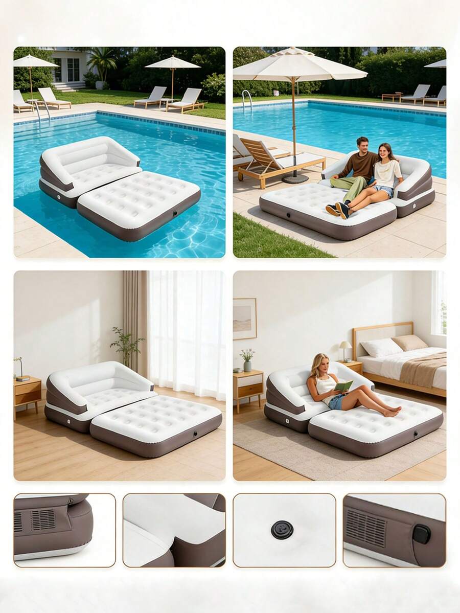 Ghế sofa giường bơm hơi 4 trong 1, thích hợp cho phòng khách, nhà ở, sân sau, vườn, cắm trại, du lịch biển và các bữa tiệc. Sofa gấp gọn di động, thích hợp cho mùa cưới, đám cưới ngoài trời, lễ hội, lễ hội bia, làm quà tặng. - Nhiều màu - Xem 1