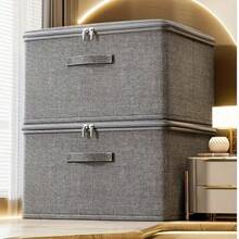 Bộ 3 hộp đựng đồ có khóa kéo và nắp đậy, chống trầy xước, dung tích lớn, có thể gấp gọn, dùng để đựng quần áo, chăn, đồ chơi, sách - tiện dụng, thời trang cho nữ, dùng để cất đồ dưới gầm giường. - Nhiều màu - Xem 5