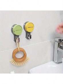 1 st återanvändbar sugkoppskrok - vattentät och kraftig väggkrok för badrum och kök - 2 st gul - Visa 7