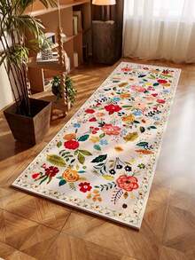 1 件精美花卉地毯，浅绿色底色，饰以色彩缤纷的花卉图案，家居装饰地毯，适用于节日装饰，防污、防滑、易清洁且可机洗，多种尺寸可选，舒适时尚，适用于客厅、沙发、门口、卧室、户外等场所，装饰地毯，卧室装饰，小地毯，地毯，家居装饰，客厅地毯，客厅小地毯，卧室地毯，客厅家居装饰，户外地毯，可水洗地毯 - 彩色 - 查看 14