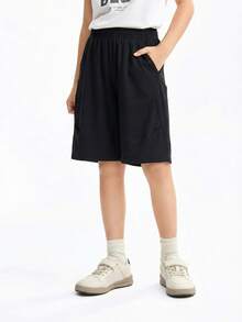 Annil Cool-Fitting Cargo Shorts For Boys. Summer Style, Memory Foam Elastic, Shape-Retaining, Sporty Casual Shorts. - Black - View 7