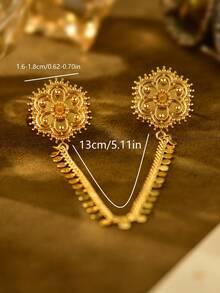 1pc Minimalist Versatile Gold-Plated All-Match Chain Flower Linked Finger Hand Chain, Suitable For Dates, Weddings, Parties, Holidays, Gift - Yellow Gold - View 5