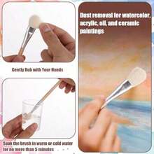Juego de 7 piezas de brochas de cerámica con mango de madera, brochas para pintura artística, brochas para esmalte de cerámica, brochas de acuarela de cerámica, adecuadas para manualidades, pintura, estudiantes y aficionados - Conjuntos - Ver 6