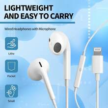 2-Pack Wired Earphones For IPhone, In-Ear Headphones With Built-In Microphone And Volume Control, Compatible With IPhone 14/13/12/11/XR/XS/X/8/7/Pro/Pro Max - 1 - 查看 5