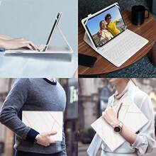 memumi Funda Teclado de Español Ñ Bluetooth para Tableta de 7-11" para iPad Pro 11 2024 M4/iPad Air 11 2026 M4 M3 M2 Tablets Keyboard Funda con Inalámbrico Teclado Bluetooth Magnético - 711 pulgadas TabletBlanco - Ver 6