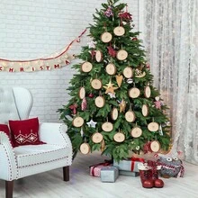 15pcs 2 Inch - 2.4 Inch Natural Wood Slices Wood Centerpiece Unfinished Predrilled Wooden Circles Great Arts And Crafts Ornaments Crafts With Hole Includes 33' Of Natural Jute Twine - Reserved Hole - View 4