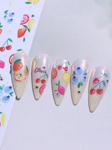 2 miếng dán móng tay hình trái cây dễ thương, tự dính 3D, bao gồm táo, dâu tây, bơ, dứa, chuối, lê, dưa hấu, chanh và nhiều họa tiết mùa hè & mùa xuân đầy màu sắc khác, phù hợp cho nữ. - Nhiều màu - Xem 4