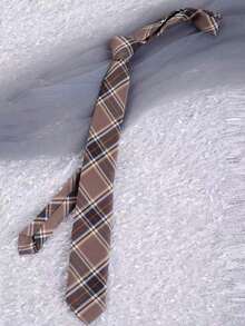 1pc Men's Fashion Striped Plaid Necktie, Versatile Business Style. - 棕色 - 查看 5