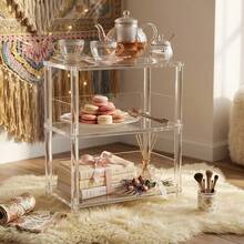 1件装优质透明亚克力边桌，双层小型边桌，适用于沙发和床边，简约现代美学客厅家具 - 方形 - 查看 7