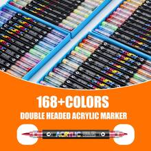 Bộ bút vẽ acrylic hai đầu 12-168 màu, bộ bút dạ có thể xếp chồng và thu gọn, màu sắc đậm nét, dễ pha trộn, bút vẽ đầu mềm và đầu cứng dành cho học sinh, thích hợp cho vẽ graffiti, viết nhật ký, ghi chú, làm thiệp chúc mừng, vẽ tranh nghệ thuật, đồ dùng cần thiết cho năm học mới. - Bút dạ hai đầu, một màu, mực lỏng trực tiếp - Xem 9