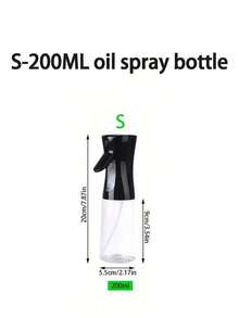 1 pieza Botella rociadora de plástico de 200ml/300ml - Recipiente de almacenamiento de aceite de alimentos a prueba de fugas, herramienta de cocina de plástico con mango antideslizante, rociado preciso adecuado para cocinar, hornear, aliñar ensaladas - Rociador de aceite para cocinar, acampar, picnic - Negro - Ver 4