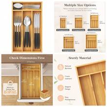 Silverware Drawer Organizer, Utensil Tray For Kitchen, Flatware And Cutlery Holder, Storage For Spoons Forks Knives, 6.7 X 12", Natural - 1 - View 1
