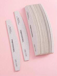 7pcs Grey Crescent Shaped Thin Nail Files 180/240 Grit Wooden Manicure Tools - Light Grey - View 1