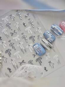 1 Piece Exquisite Lace Bow Sticker 5D Self-Adhesive Nail Sticker Bow Rhinestone Nail Sticker - Multicolor - View 1