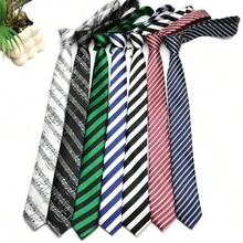 1pc Skinny Necktie, Suitable For Casual, Street, School, Daily Wear, Party, Gift - Multicolor - View 11