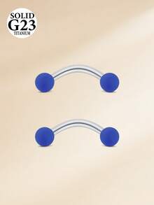 2件装 16G 钛合金弯杆眉钉，眉环耳骨环耳廓环肚脐环唇环身体穿刺饰品 - 橡膠球 - 查看 14