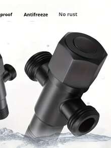 3/4英寸黑色三角阀，加厚防爆马桶进水阀，截止阀，防漏，适用于热水器 - 一出角閥 - 查看 1